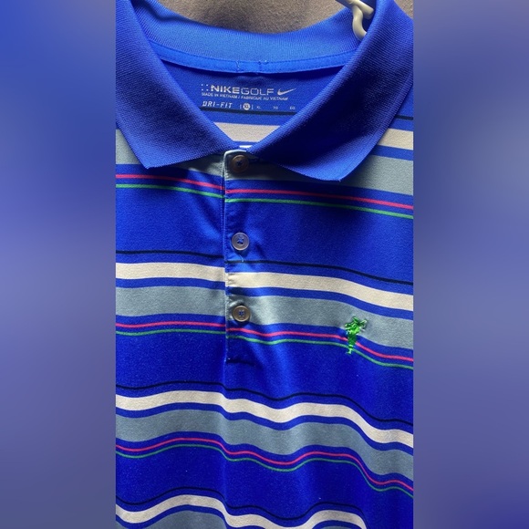 3 Nike Fit Dry Golf Polo Shirts XXl Blue Green Striped - Picture 3 of 12